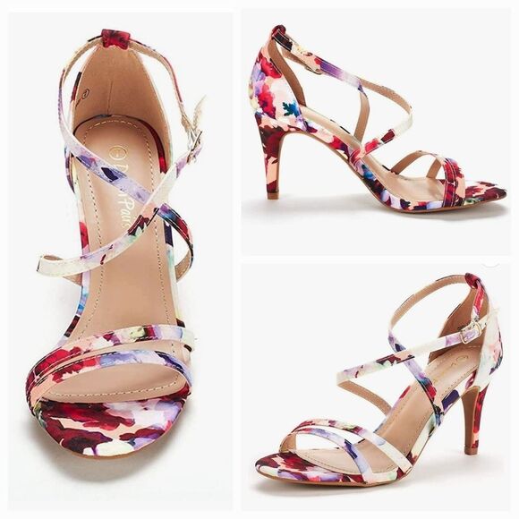 🩵NWOB Dream Pairs Gigi Floral Strappy Heels Size 7.5 - Picture 2 of 15